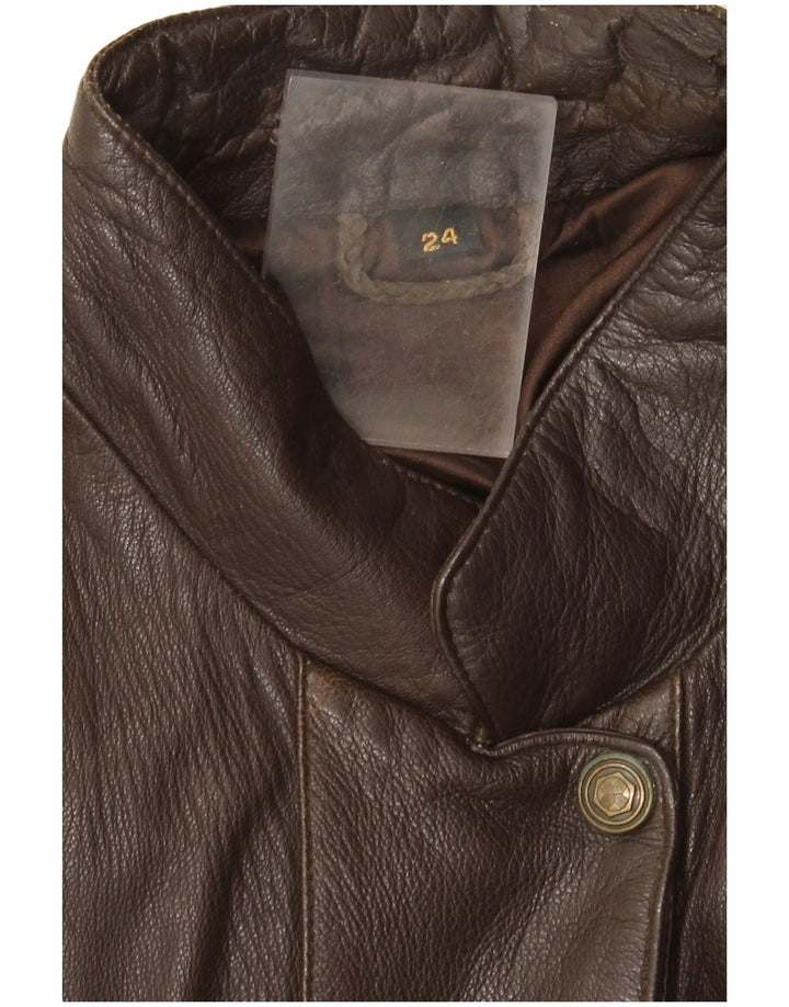 Jachetă de piele vintage pentru femei UK 22 3XL maro