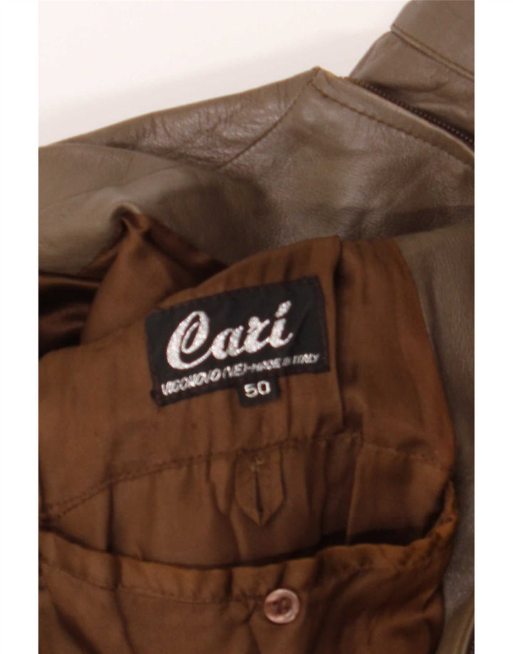 Vintage Mens Bomber Leather Jacket IT 50 Large Brown