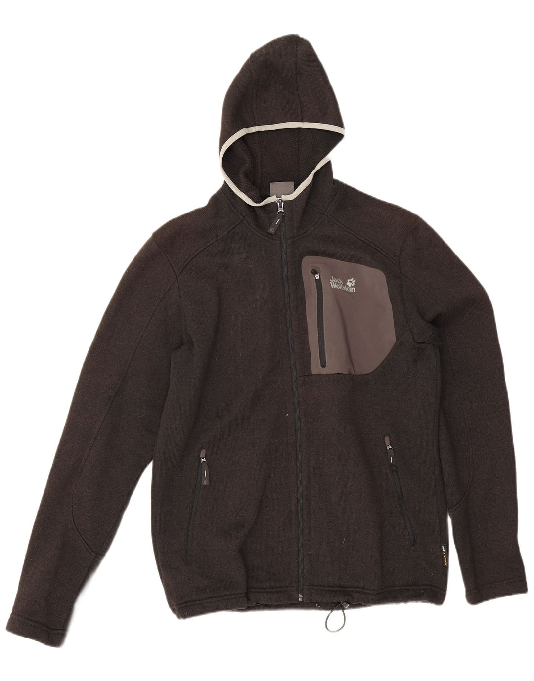 Jack Wolfskin Pulover cu capota cu fermoar pentru bărbați UK 36/38 Poliester mediu gri