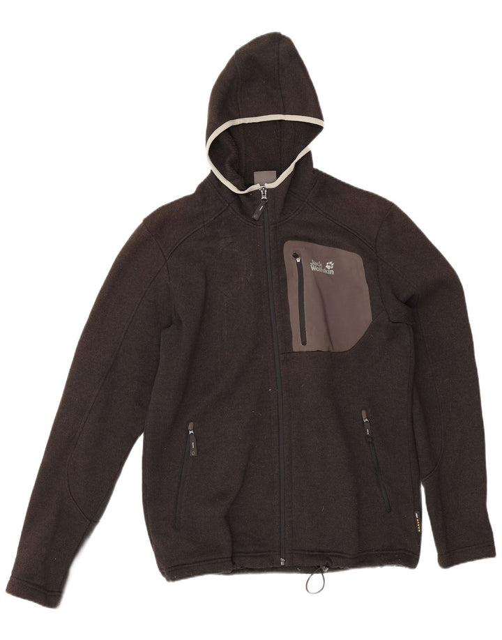 Jack Wolfskin Pulover cu capota cu fermoar pentru bărbați UK 36/38 Poliester mediu gri