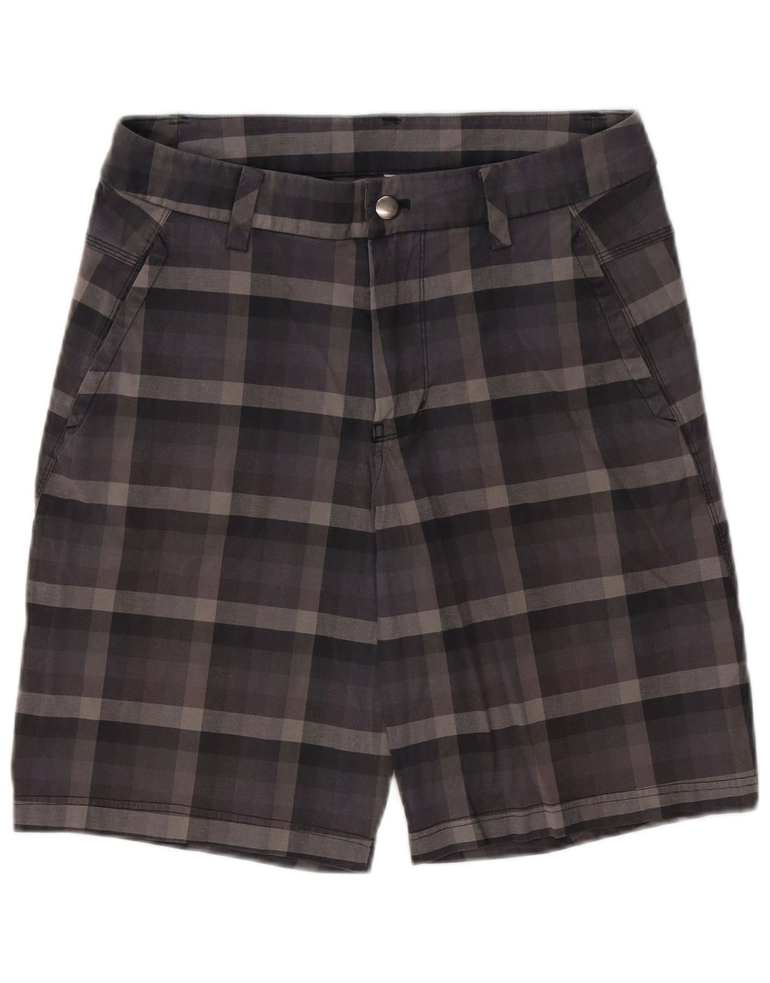 Lululemon Pantaloni scurți chino pentru bărbați W32, bumbac cu carouri, gri mari