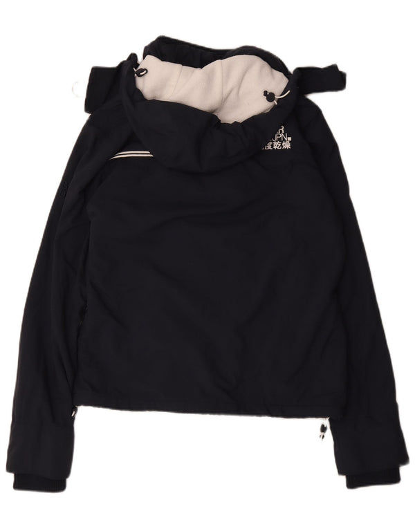 Jachetă de vânt cu glugă Superdry pentru femei UK 16, mare, poliester bleumarin