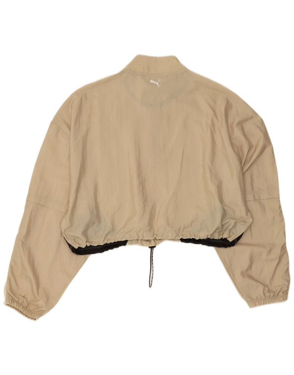 Jachetă de top pentru trening Puma Crop Graphic pentru femei UK 16, mare, bej, color block