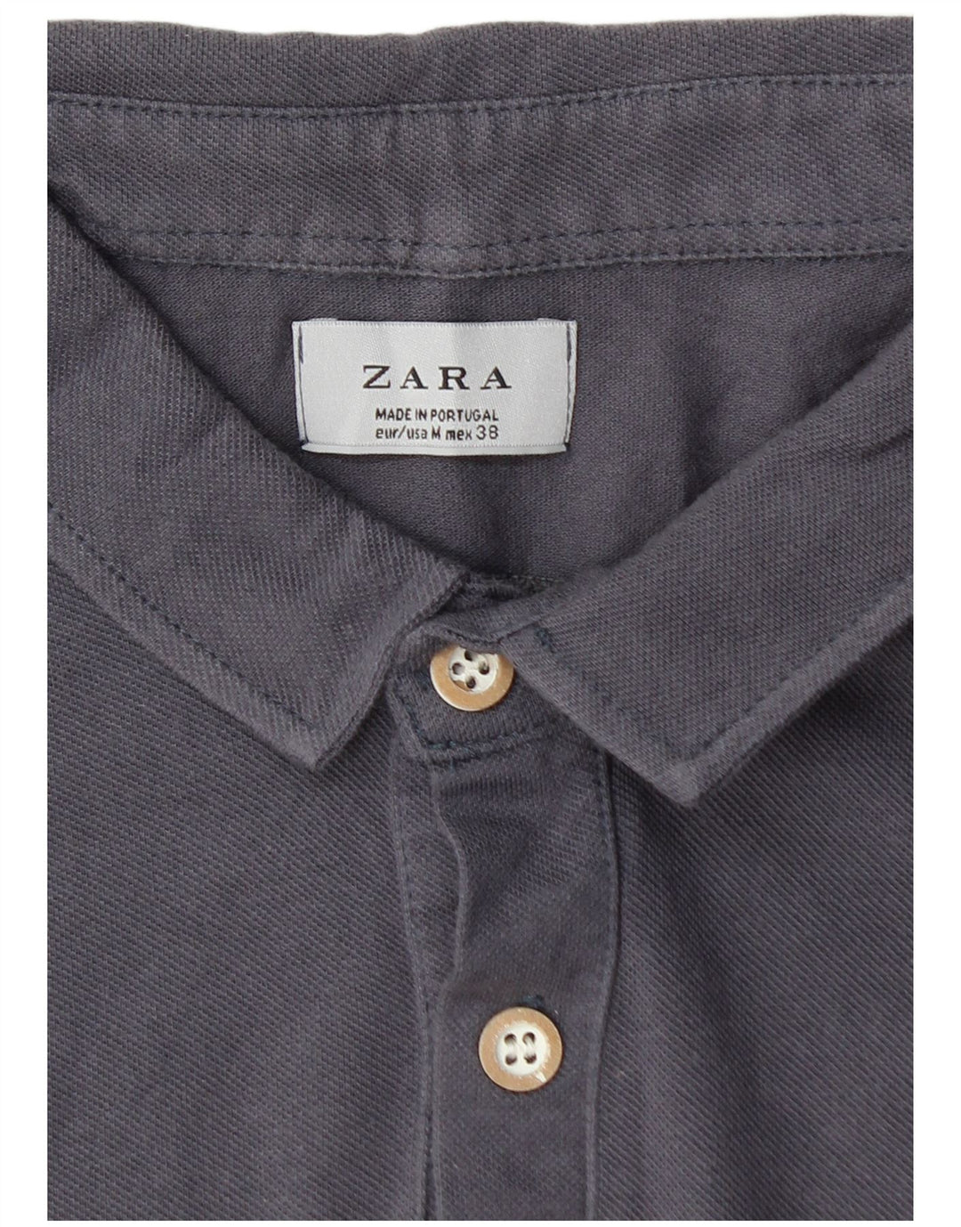 ZARA Womens Polo Shirt UK 12 Medium Navy Blue Cotton