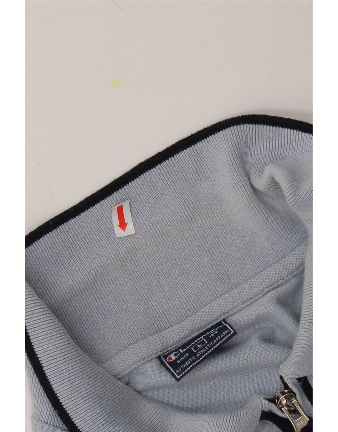 CHAMPION Mens Zip Neck Polo Shirt Large Blue Cotton Vintage Champion and Second-Hand Champion from Messina Hembry 