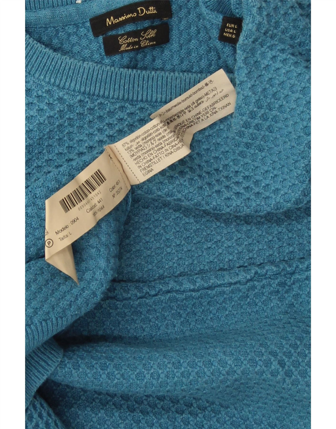 MASSIMO DUTTI Pulover pentru bărbați cu gât crew pulover mare, albastru, bumbac