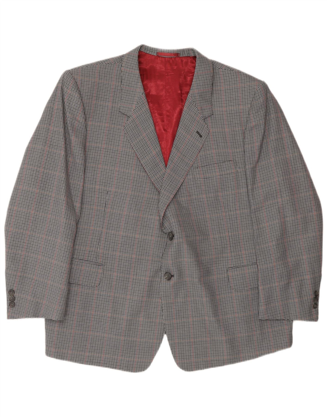 Jachetă vintage pentru bărbați, cu 2 nasturi, UK 42 XL, gri, check