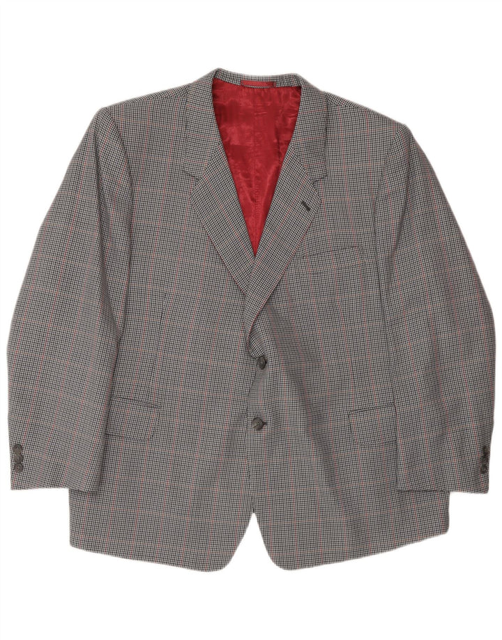 Jachetă vintage pentru bărbați, cu 2 nasturi, UK 42 XL, gri, check