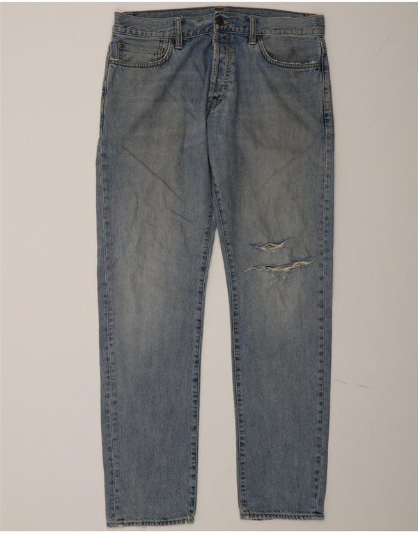 Blugi Carhartt pentru bărbați distressed drepte W34 L34 bumbac albastru