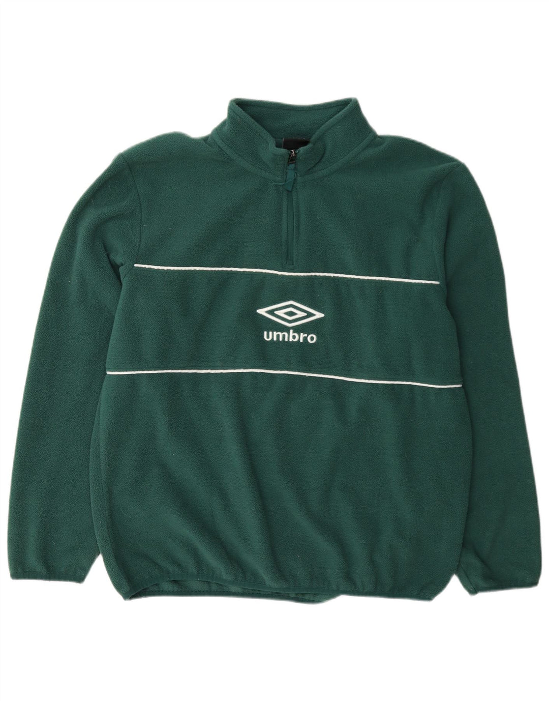 Pulover Umbro pentru bărbați, cu grafică, cu fermoar și gât, poliester verde mare
