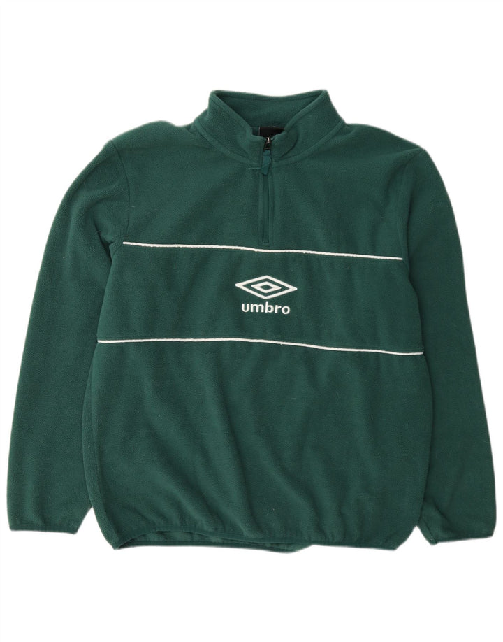 Pulover Umbro pentru bărbați, cu grafică, cu fermoar și gât, poliester verde mare