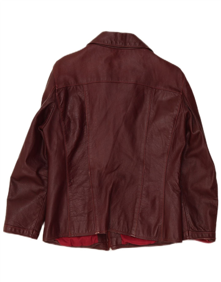 Jachetă de piele vintage pentru femei UK 14 Burgundy mediu