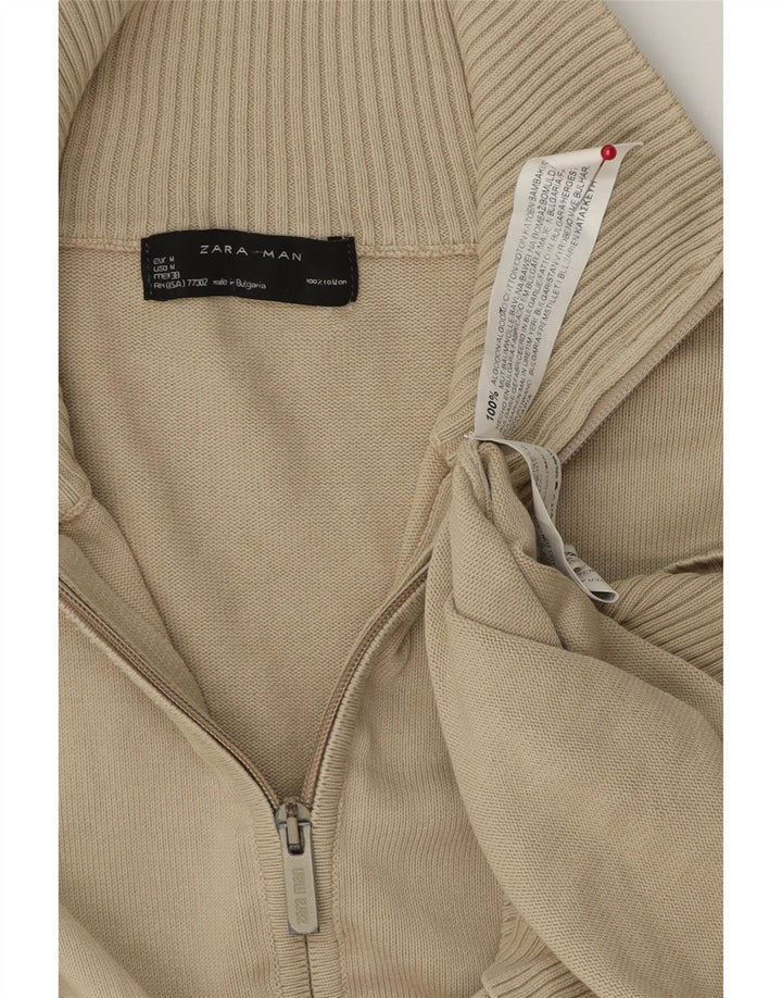 Pulover Cardigan Bărbați ZARA Bumbac Bej Mediu