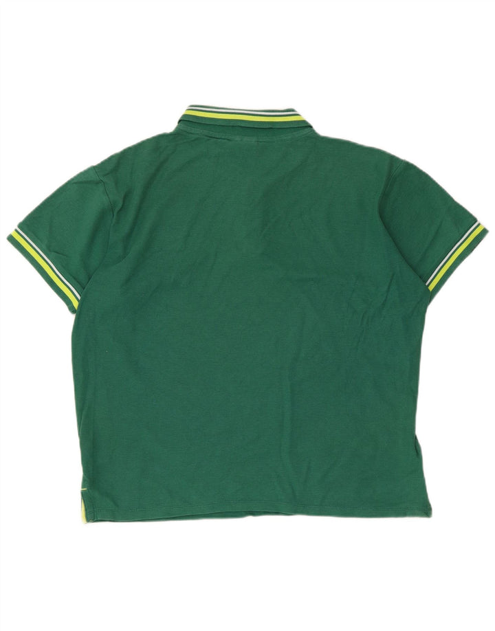 Cămașă polo Umbro pentru bărbați, bumbac cu dungi verzi medii