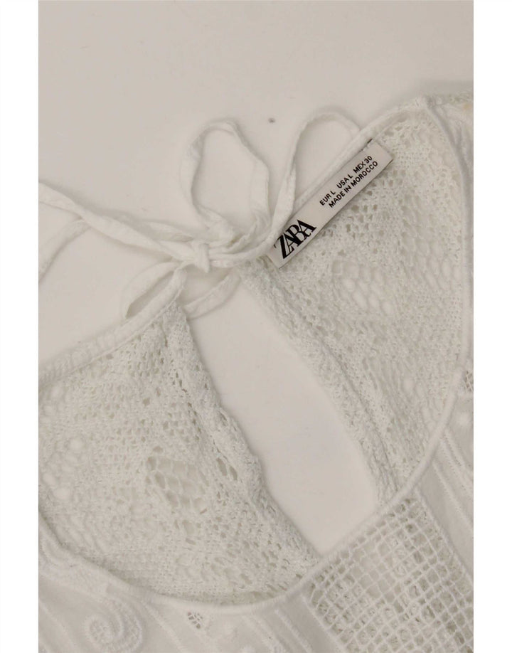 Bluză pentru femei Crop din dantelă Zara UK 16 Large White