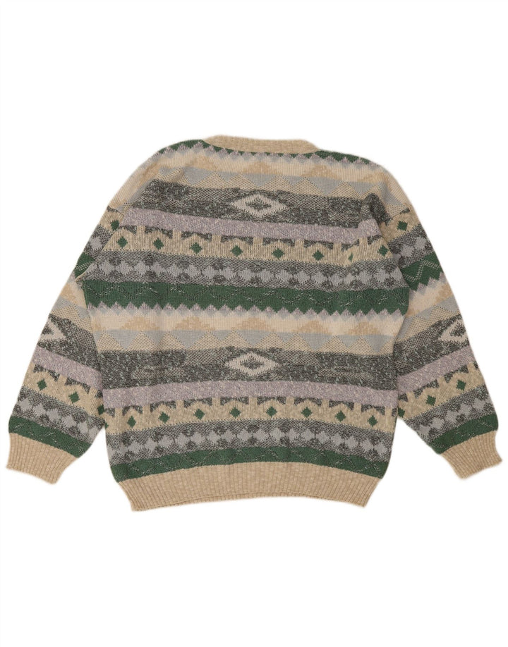 Pulover vintage pentru bărbați cu gât roșu IT 48/50 mediu multicolor