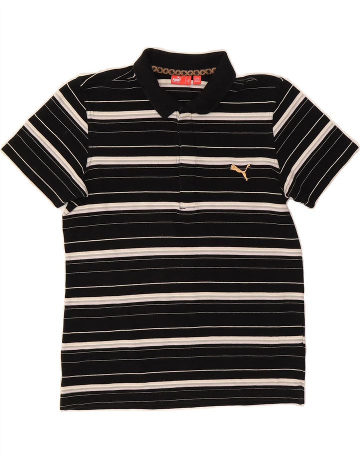 PUMA Mens Polo Shirt Small Black Striped Cotton Vintage Puma and Second-Hand Puma from Messina Hembry 