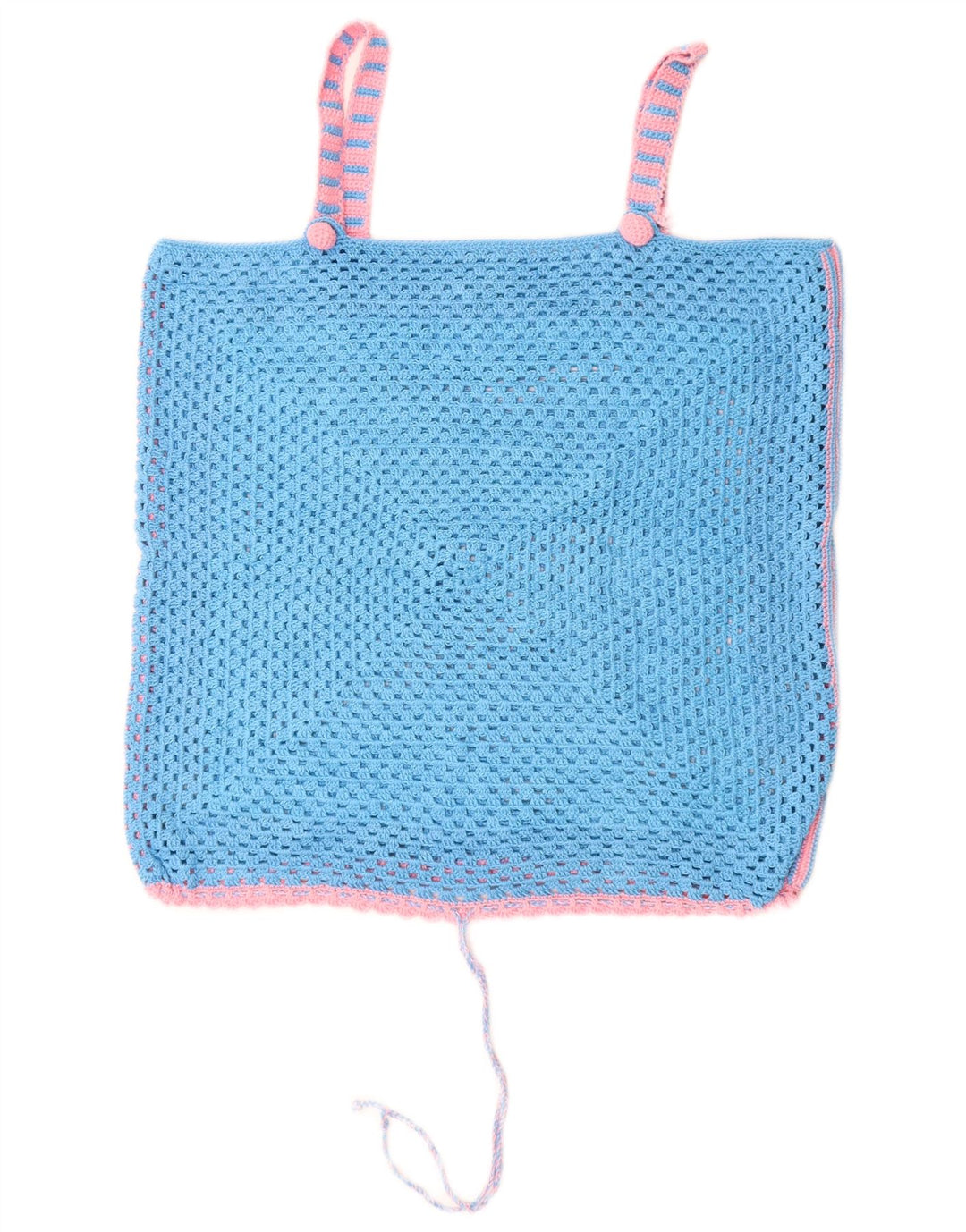 VINTAGE Womens Crochet Cami Top UK 14 Medium Blue