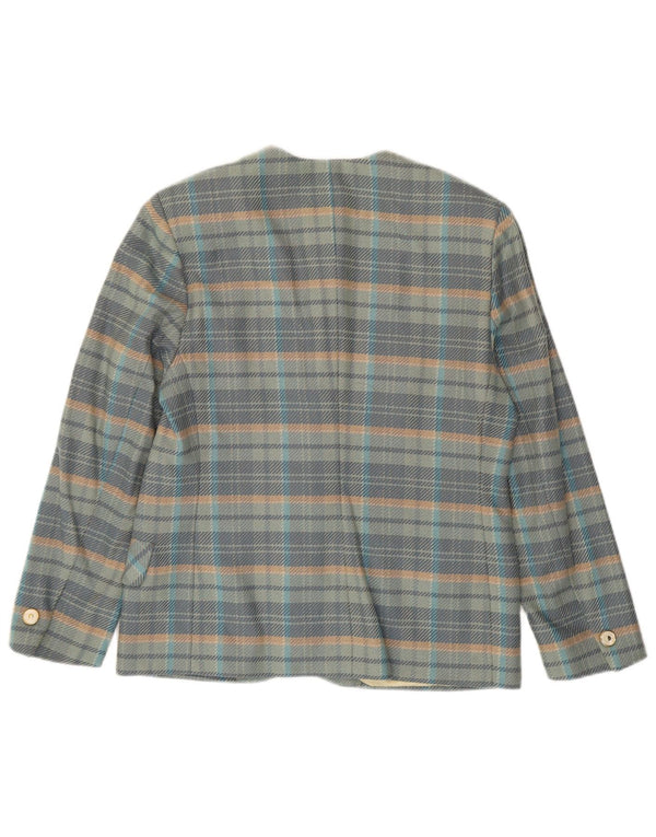 Jachetă vintage pentru femei cu 5 nasturi IT 44 Lână cu carouri albastru mediu