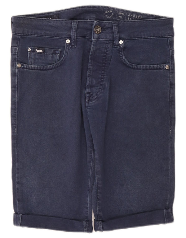 Gas Mens Anders Slim Denim Shorts W31 Medium Bleumarin Bumbac Classic