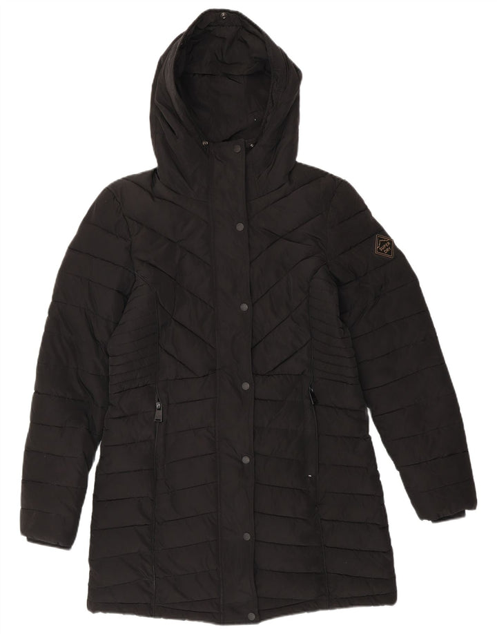 SUPERDRY Palton căptușit cu glugă pentru femei UK 10 Poliester negru mic