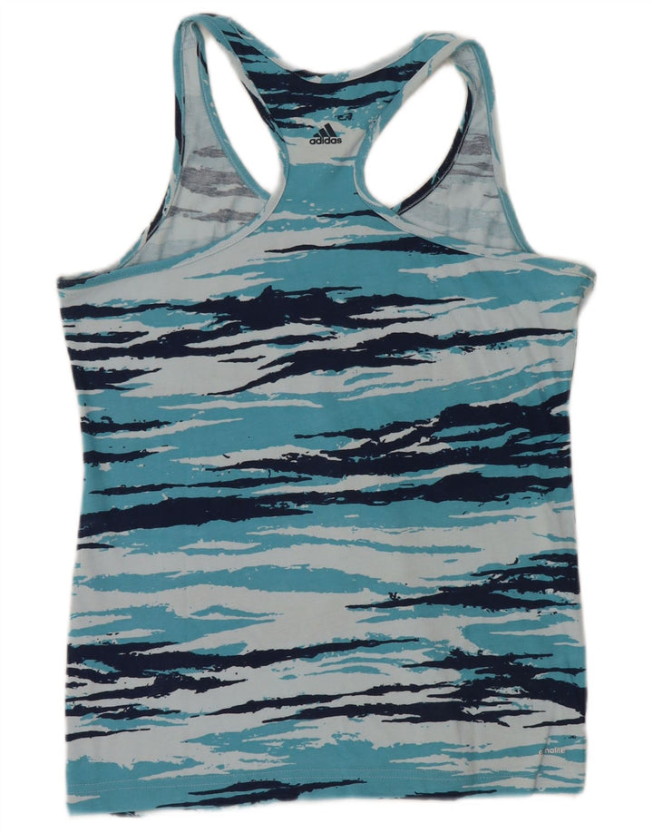 ADIDAS Climalite Graphic Vest Top pentru femei UK 12/14 Medium Blue Camouflage