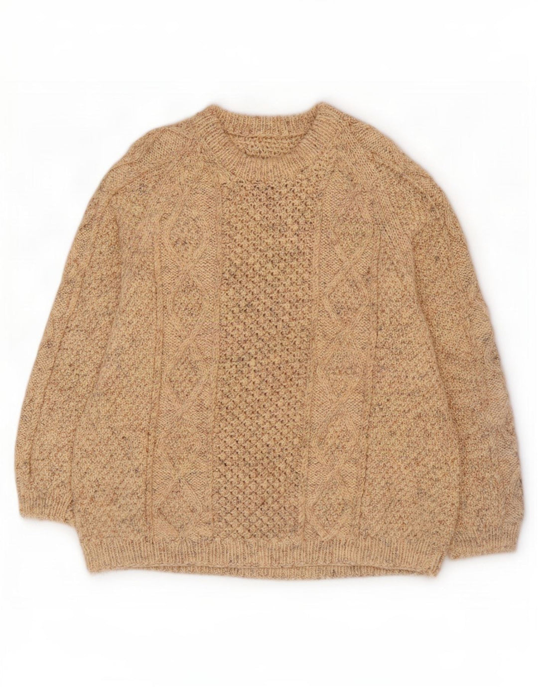 Pulover vintage pentru bărbați cu gâtul turnat, 2XL, bej