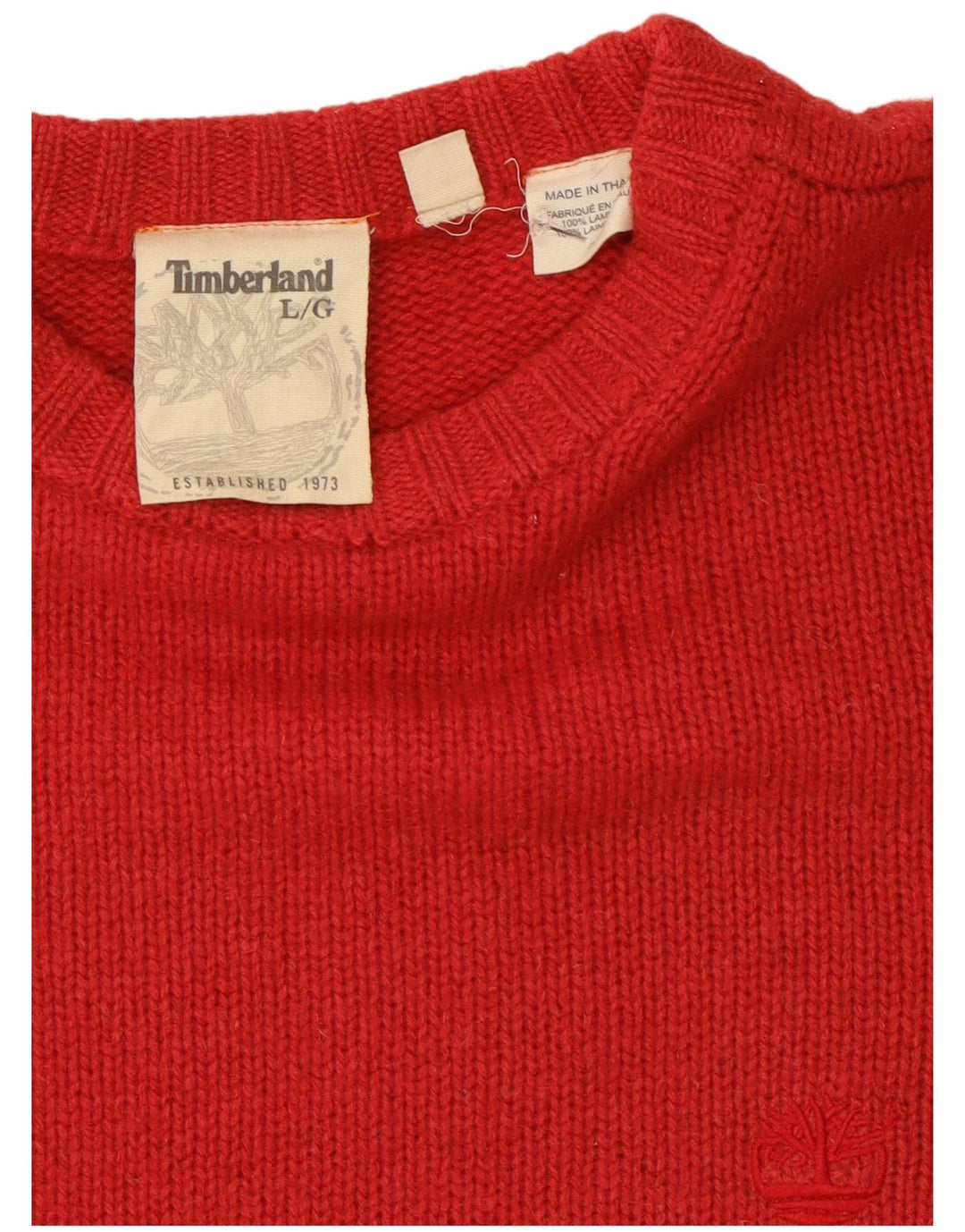 Pulover pentru bărbați Timberland cu gât roșu, lână mare