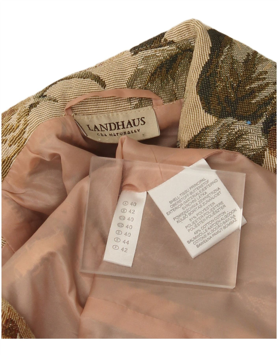 Jachetă pentru femei Landhaus cu fermoar complet EU 40 Poliester Floral Bej Mediu