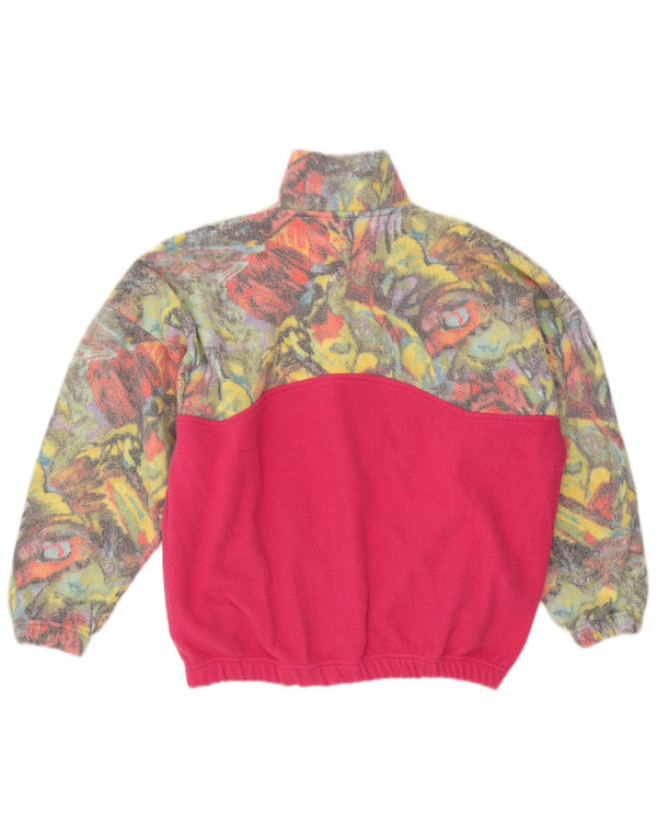 Jumper vintage pentru femei cu model abstract din lână UK 20 2XL roz Colorblock