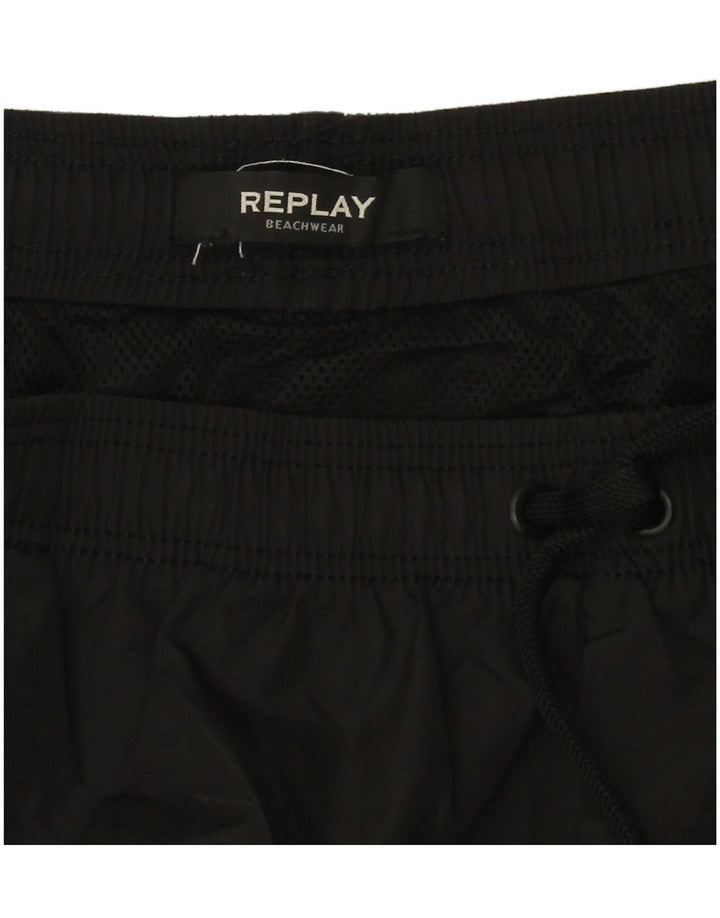 Pantaloni scurți de înot grafic pentru bărbați Replay, mari, negru