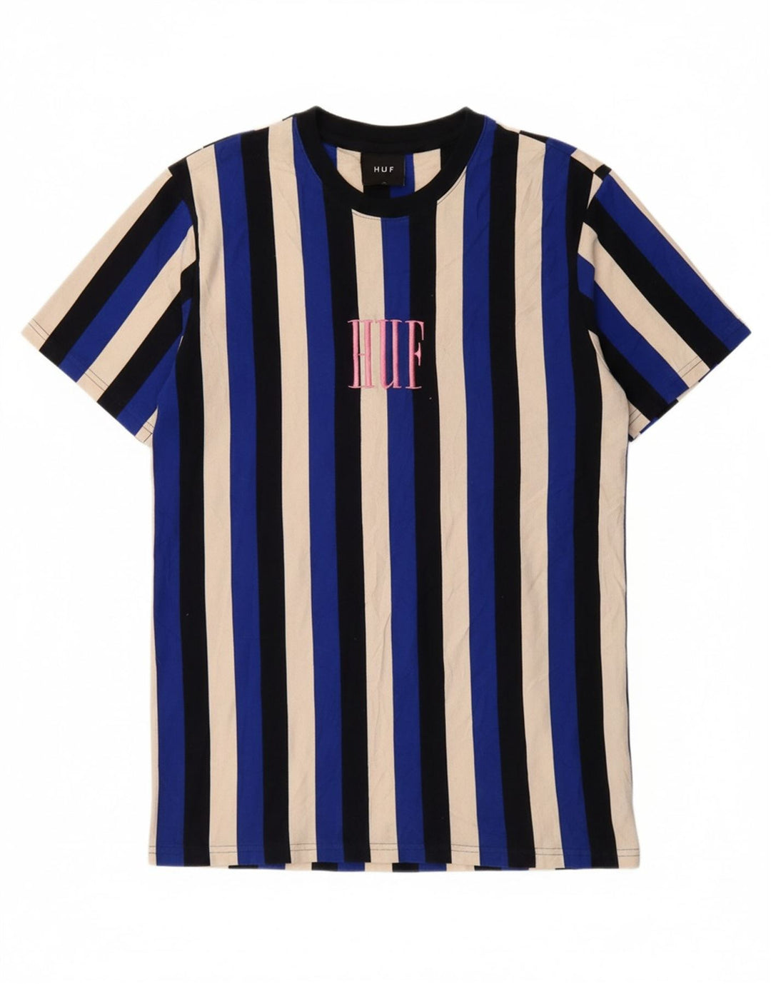 HUF Mens Graphic T-Shirt Top Small Blue Striped Cotton Vintage HUF and Second-Hand HUF from Messina Hembry 