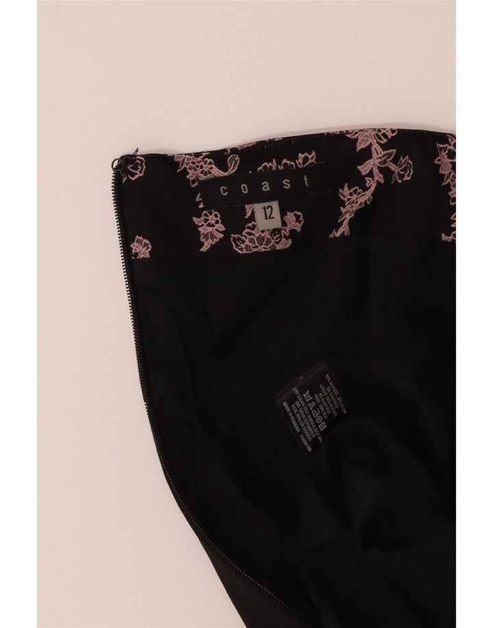COAST Womens Strapless Dress UK 12 Medium Black Floral Acetate