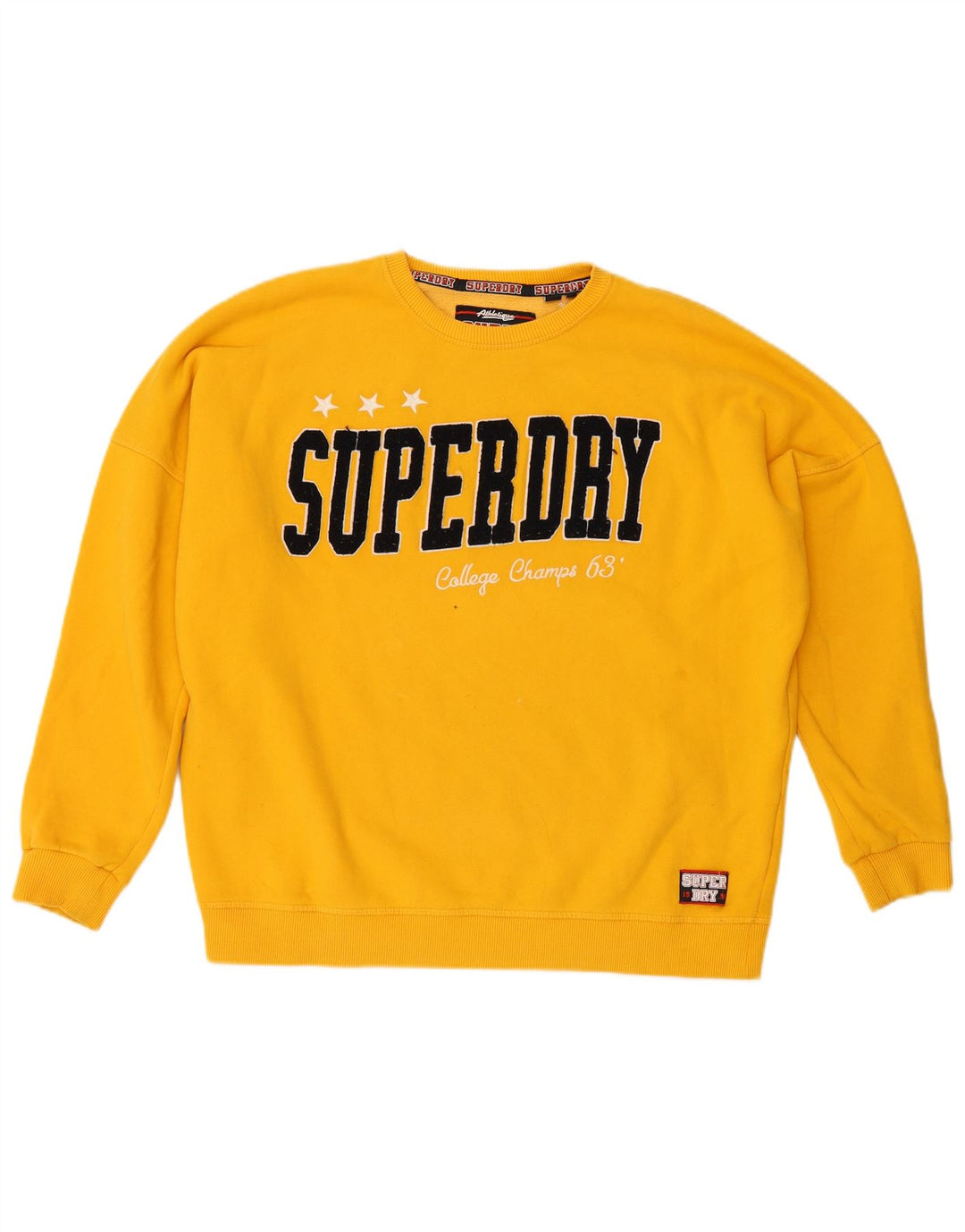 SUPERDRY Pulover cu grafic supradimensionat pentru femei UK 12 Galben mediu