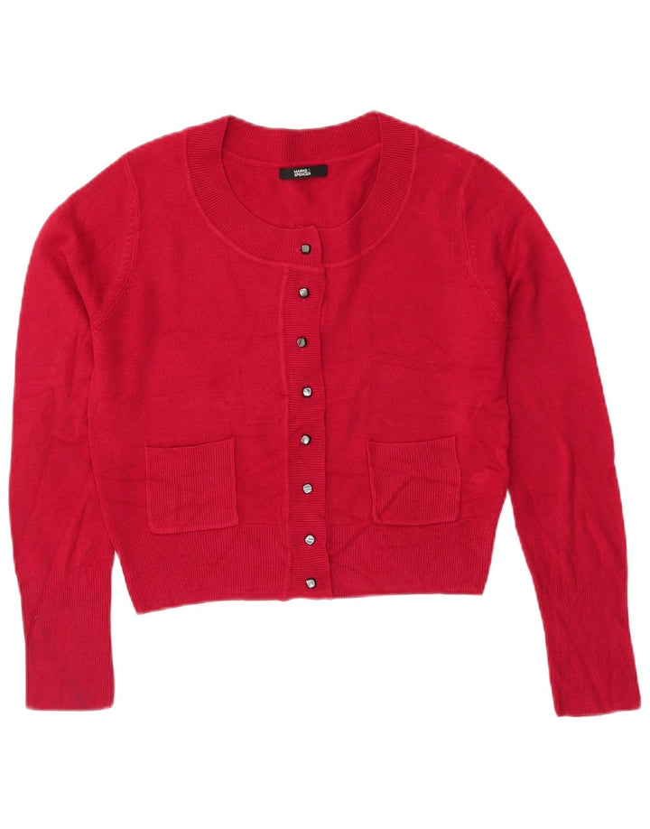 MARKS & SPENCER Pulover cardigan crop pentru femei UK 10 mic roz acrilic