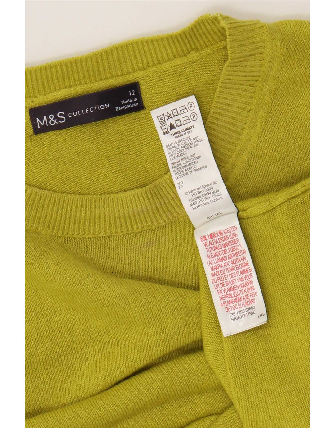 Pulover pentru femei Marks & Spencer cu decolteu triplu UK 12, verde mediu acrilic