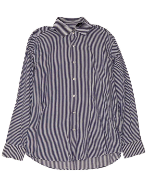 Cămașă pentru bărbați Hugo Boss Mărimea 43 17 XL Bumbac cu dungi albastre