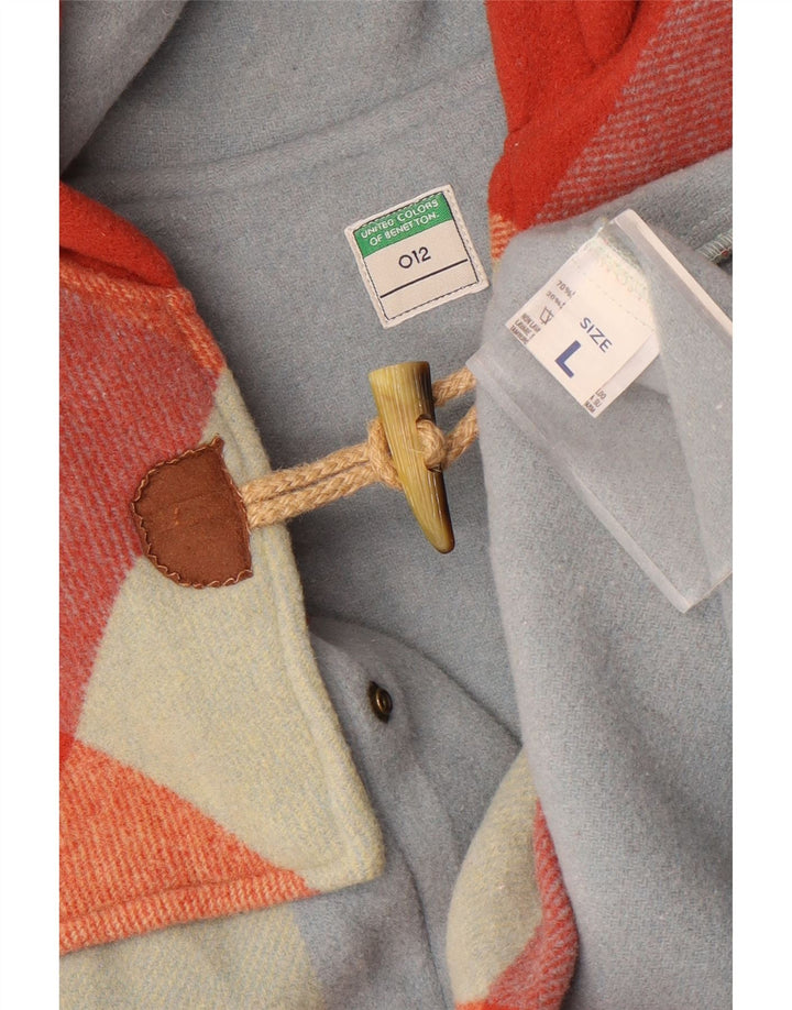 Duffle Coat pentru femei Benetton UK 16 mare, multicoloră, lână carouri