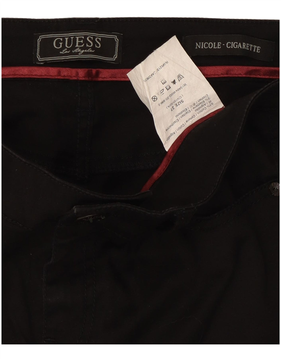 Blugi Guess Cigarette Slim W27 L30 bumbac negru