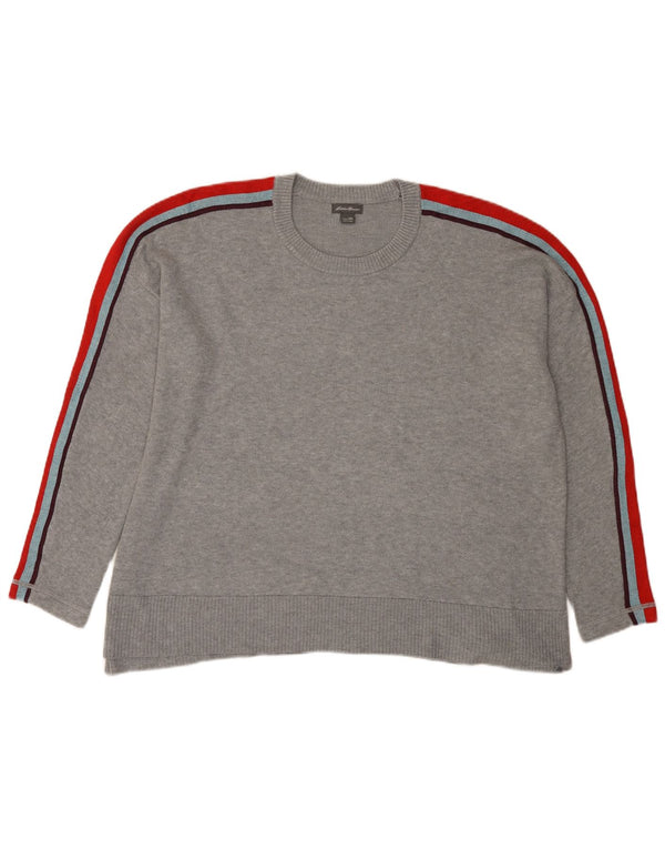 Eddie Bauer Pulover cu gât roșu pentru femei UK 20 2XL Gri Colorblock
