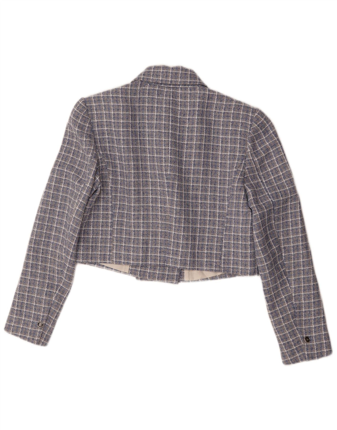 Jachetă Blazer Crop pentru Damă Zara UK 14 Medium Blue Check