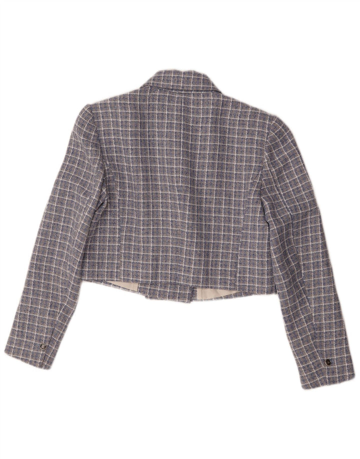 Jachetă Blazer Crop pentru Damă Zara UK 14 Medium Blue Check