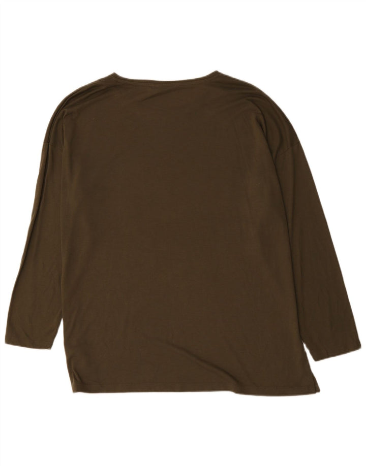 Top cu grafic supradimensionat pentru femei Marks & Spencer cu mânecă lungă UK 18 XL kaki