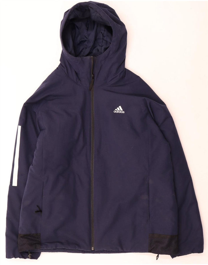 Jachetă de vânt cu glugă pentru bărbați Adidas UK 40, mare, albastru, poliester