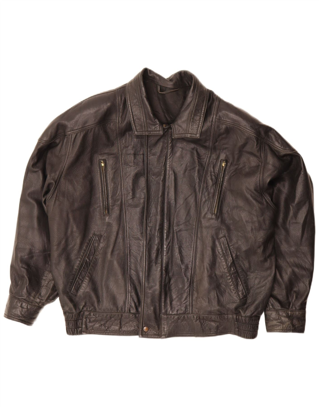 Jachetă de piele vintage pentru bărbați UK 42 XL din piele neagră