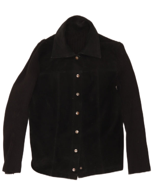Geaca de piele intoarsa pentru fete vintage 11-12 ani neagra