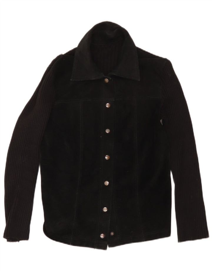 Geaca de piele intoarsa pentru fete vintage 11-12 ani neagra
