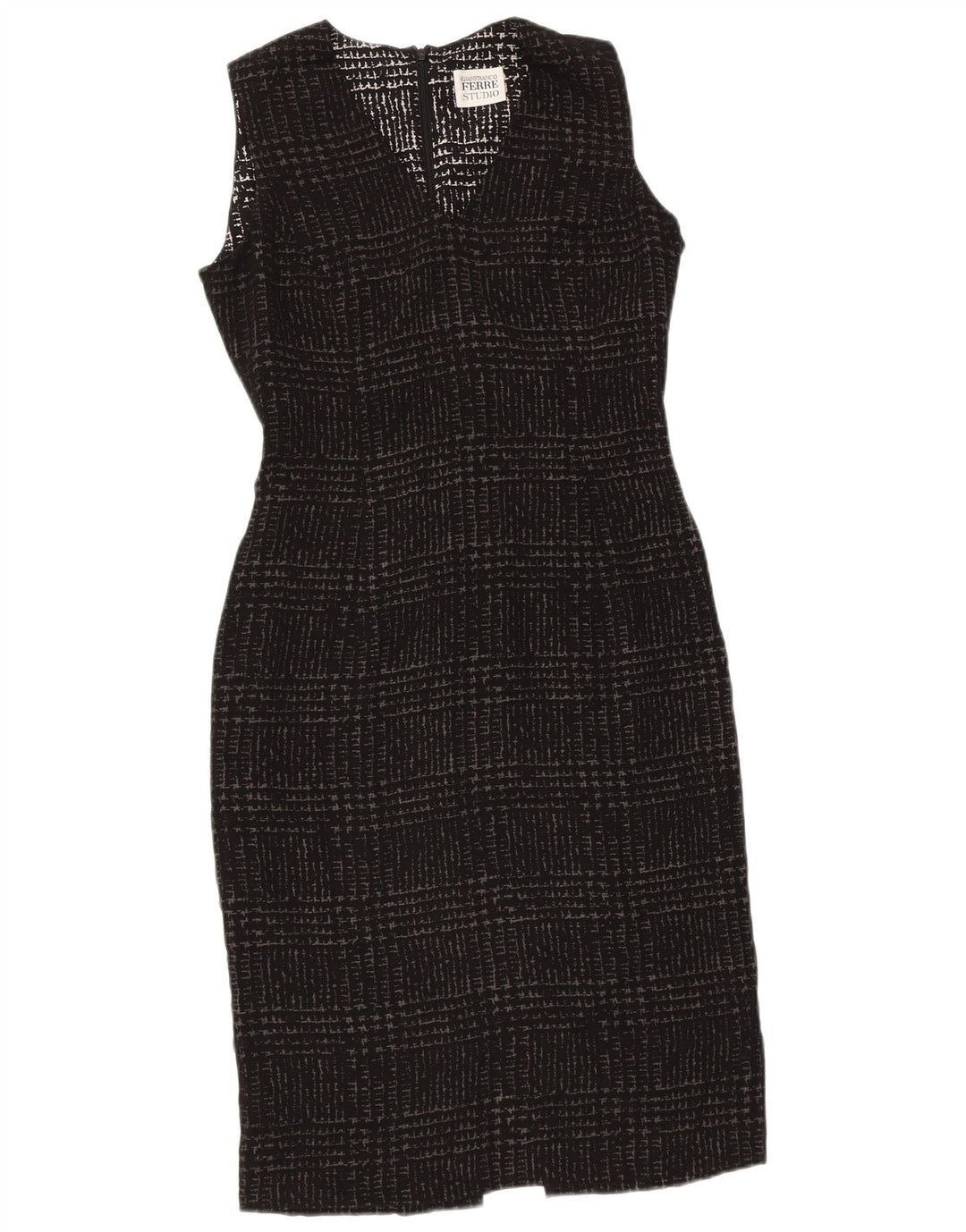 Gianfranco Ferre Rochie Teacă Femei UK 10 Mic Negru Houndstooth