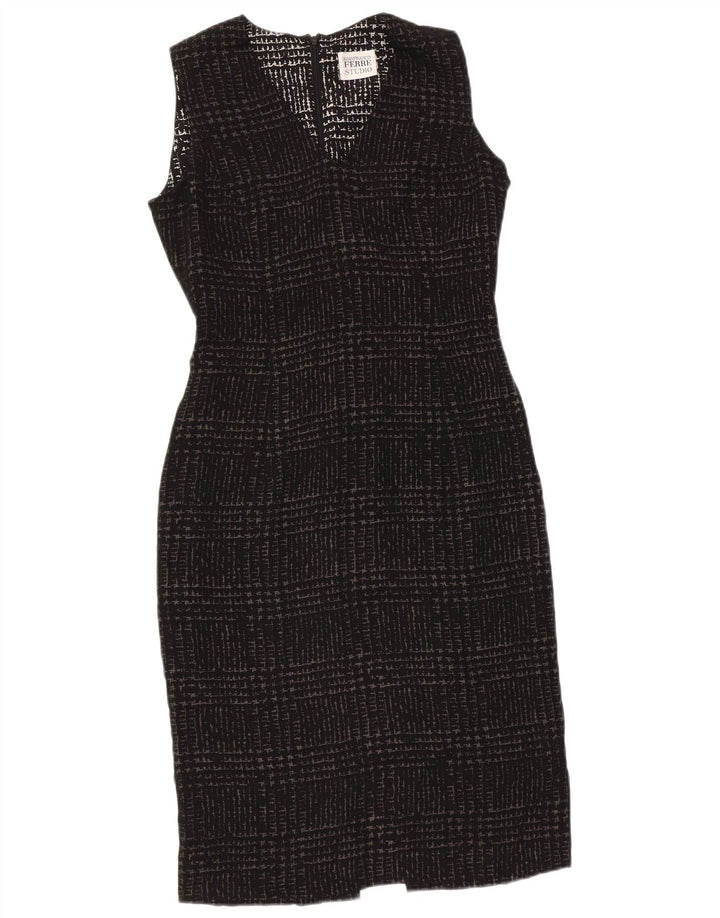 Gianfranco Ferre Rochie Teacă Femei UK 10 Mic Negru Houndstooth