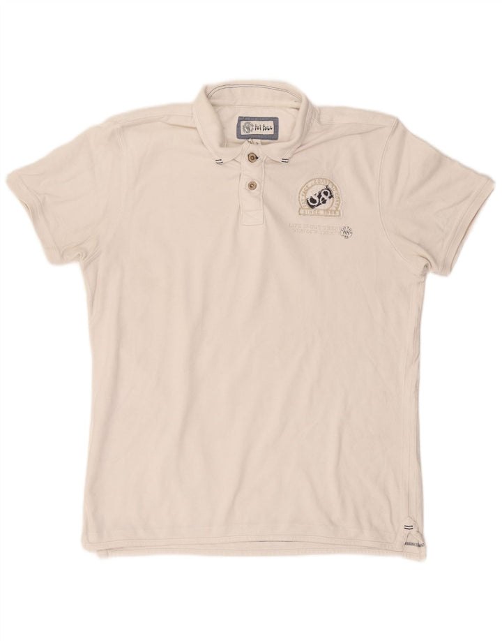 Tricou polo pentru bărbați Fat Face, mare, alb, din bumbac